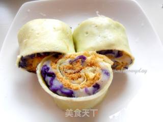 紫甘蓝肉松蛋卷的做法步骤：2