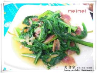 家常菜肴@@菜心炒腊肠的做法步骤：4