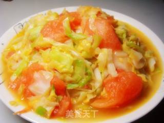 番茄卷心菜的做法步骤：3