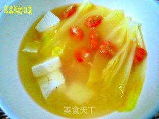 菜芯豆腐汤的做法步骤：2