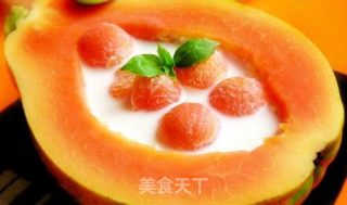 木瓜牛奶冻饮的做法步骤：2