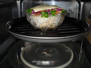 微波蒜香烤肉焗饭的做法步骤：3