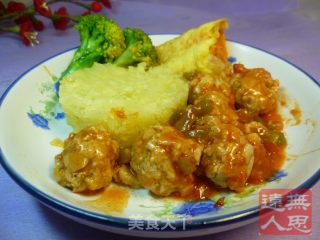茄汁肉丸饭的做法步骤：2