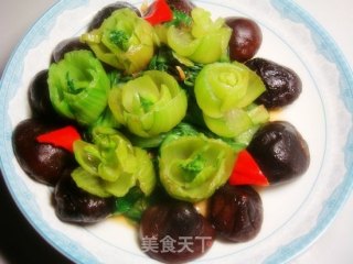 香菇油菜的做法步骤：4