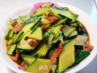 黄瓜炒肉片的做法步骤：9
