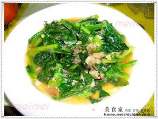 家常菜肴@@咸鱼搭上菠菜的做法步骤：6