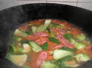 面条机做营养面-----番茄香肠鸡蛋面的做法步骤：6