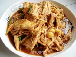 金针菇炒肉片的做法步骤：9