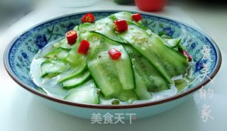 美容，减肥兼美食的――炝黄瓜片的做法步骤：5