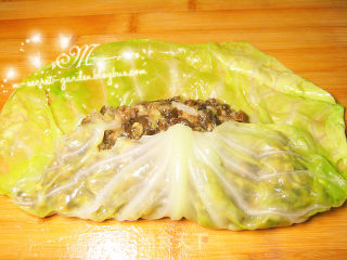 娃娃赐名“朝思暮想”-大快朵颐滴包菜肉卷-减肥餐的做法步骤：4