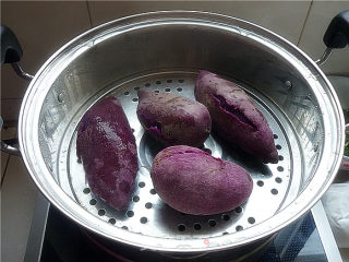 香甜豆沙紫薯球的做法步骤：2