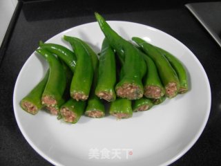 肉馅酿青椒的做法步骤：3