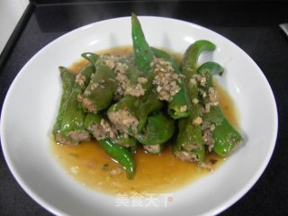 肉馅酿青椒的做法步骤：5