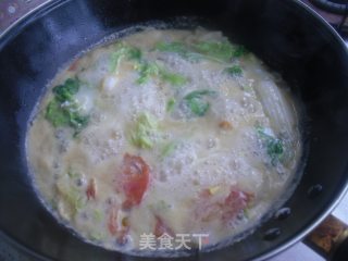 番茄青菜鸡蛋面的做法步骤：8