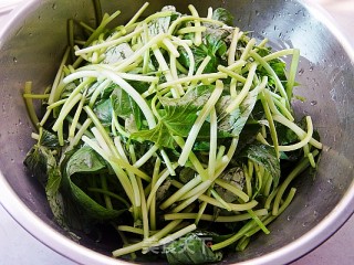 蒜蓉豆豉炒薯苗的做法步骤：1
