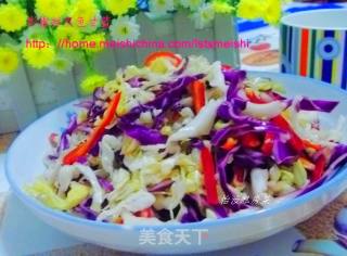 【夏季小凉菜】彩椒拌双色甘蓝的做法步骤：5