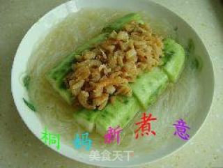 瑶柱虾仁蒸丝瓜的做法步骤：3