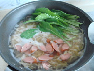 青菜火腿鸡蛋面的做法步骤：6