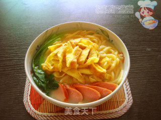 青菜火腿鸡蛋面的做法步骤：7