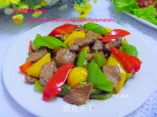 彩椒炒肉片的做法步骤：11