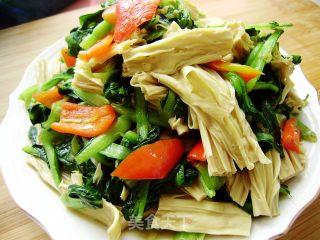 腐竹烧油菜的做法步骤：9