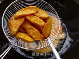 椒盐炸番薯片的做法步骤：5