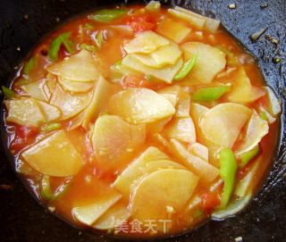 番茄尖椒土豆片的做法步骤：7