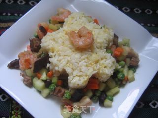 【闽菜】虾球鸡粒炒饭的做法步骤：10