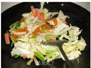 火腿杂炒菜篮子的做法步骤：7