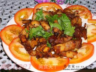 家常菜肴@@虾米酱炒烧肉的做法步骤：6