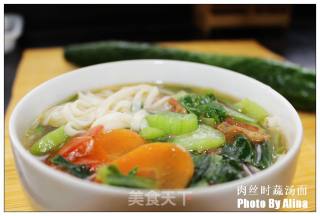 肉丝时蔬汤面的做法步骤：8