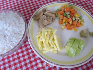 起士肉丁炒饭的做法步骤：2