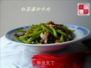 红薯藤炒牛肉的做法步骤：7