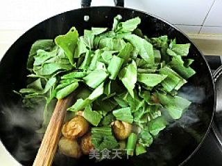 青菜烧油面筋的做法步骤：9