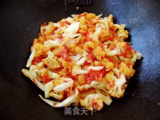 家常小炒----茄汁菜花的做法步骤：6