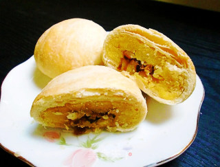 纯素绿豆酥皮月饼（甜咸两种馅料）的做法步骤：21