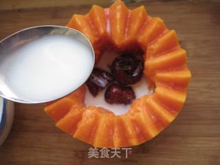 美白润肤糖水—红枣木瓜炖鲜奶的做法步骤：6
