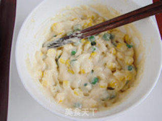 清香怡人—鸡蛋玉米豌豆饼的做法步骤：4