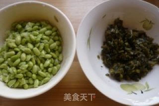 配粥小菜——雪菜毛豆的做法步骤：2