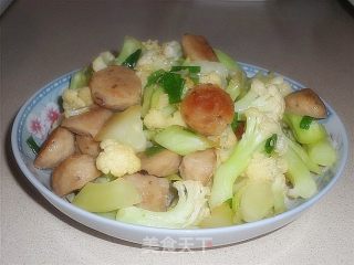 香菇肉丸炒菜花的做法步骤：7