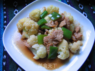 青椒肉片炒花菜的做法步骤：9