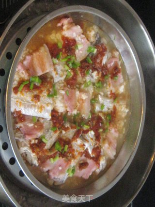 咸肉酒酿蒸带鱼的做法步骤：6
