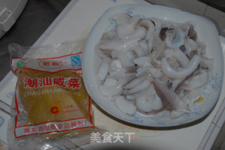 潮汕咸菜炒墨斗须的做法步骤：1