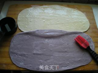 千层紫薯双色鲜肉饼的做法步骤：4
