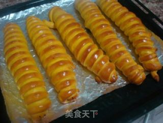 超级可爱的南瓜毛毛虫面包的做法步骤：7