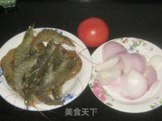 洋葱番茄炒对虾的做法步骤：1
