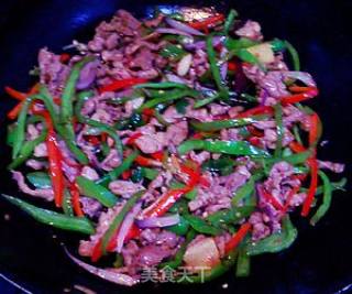 青椒滑肉丝的做法步骤：9