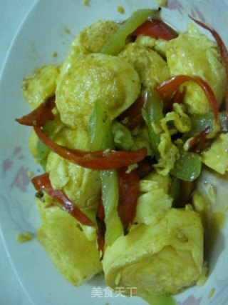 青红椒炒日本豆腐的做法步骤：5