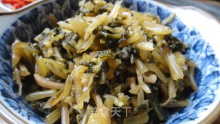 萝卜菜炒毛豆的做法步骤：1