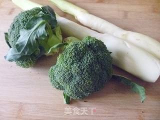 【家庭快手小炒】蚝油茭白西兰花的做法步骤：1